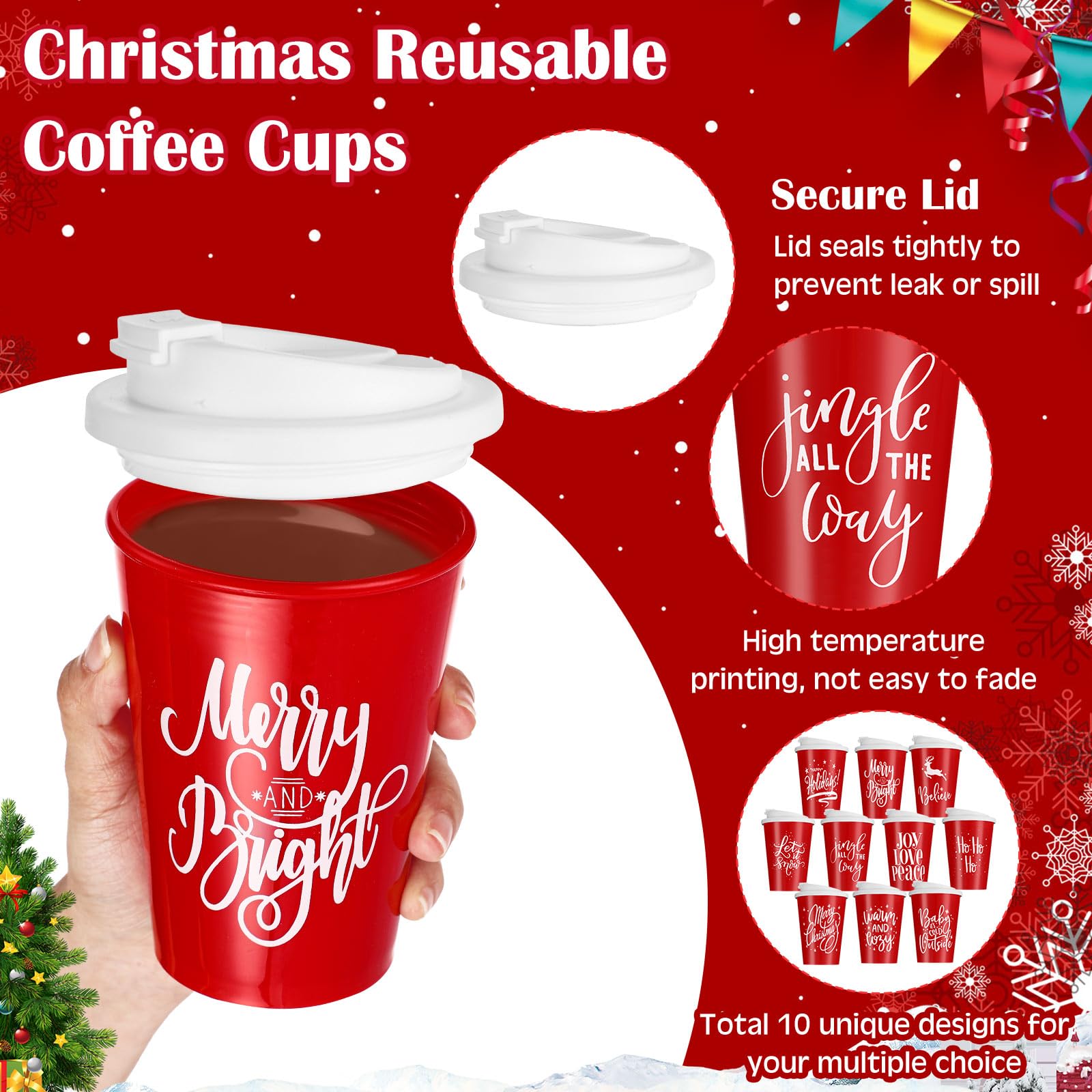 Sliner 12oz cup, stackable red design for easy storage.