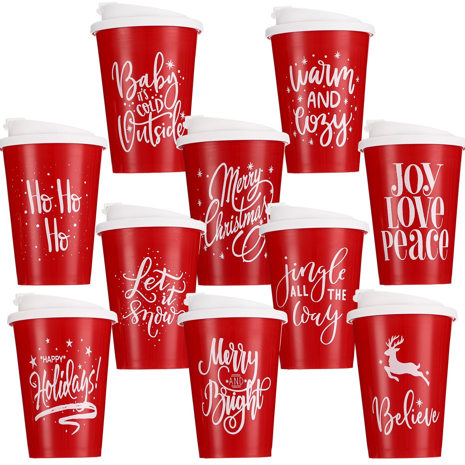 Sliner Christmas coffee cup with red lid, festive and spill-resistant.
