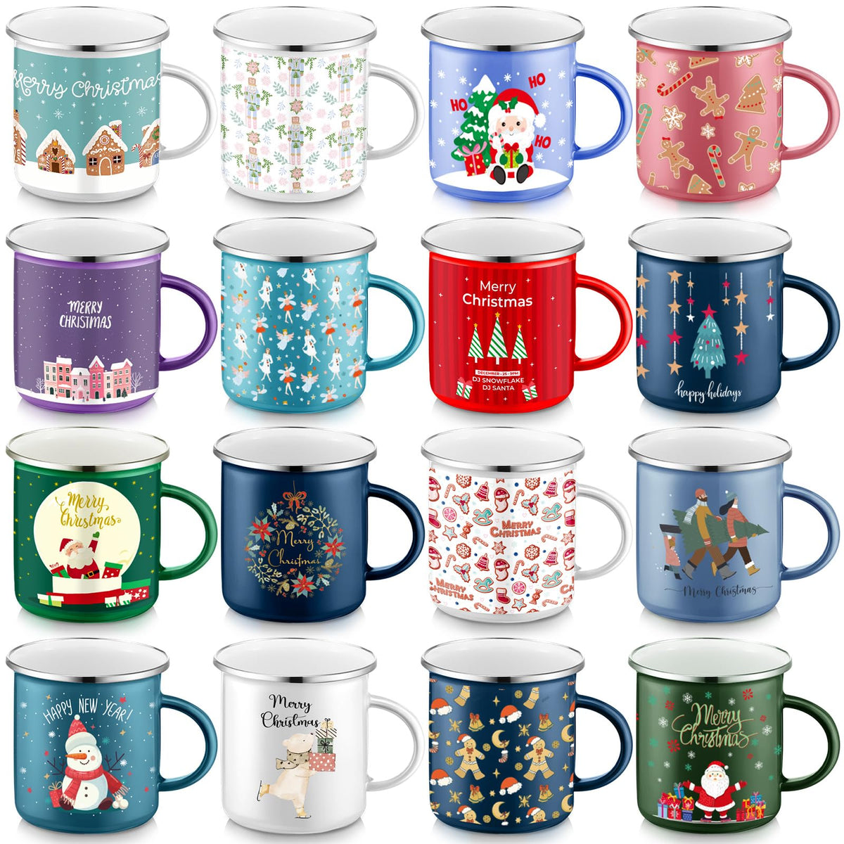 Sliner Christmas enamel mug with snowman pattern for cozy winter drinks