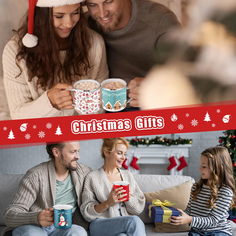 Sliner enamel mug winter scene for hot drinks