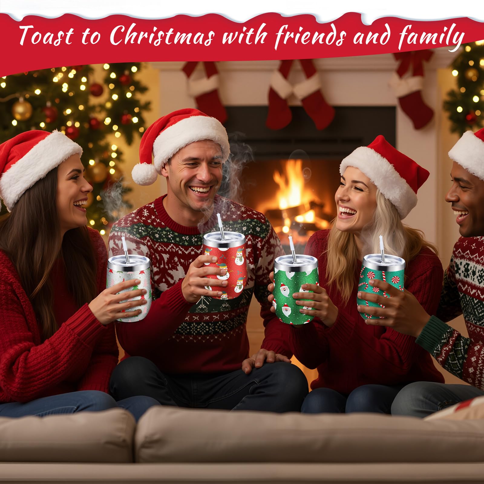 Sliner diamond paint glitter design tumbler with festive finish