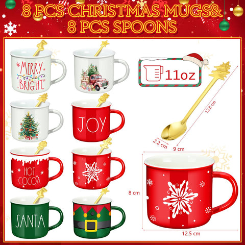 Sliner enamel 12 oz mugs with Christmas designs for durable daily use.