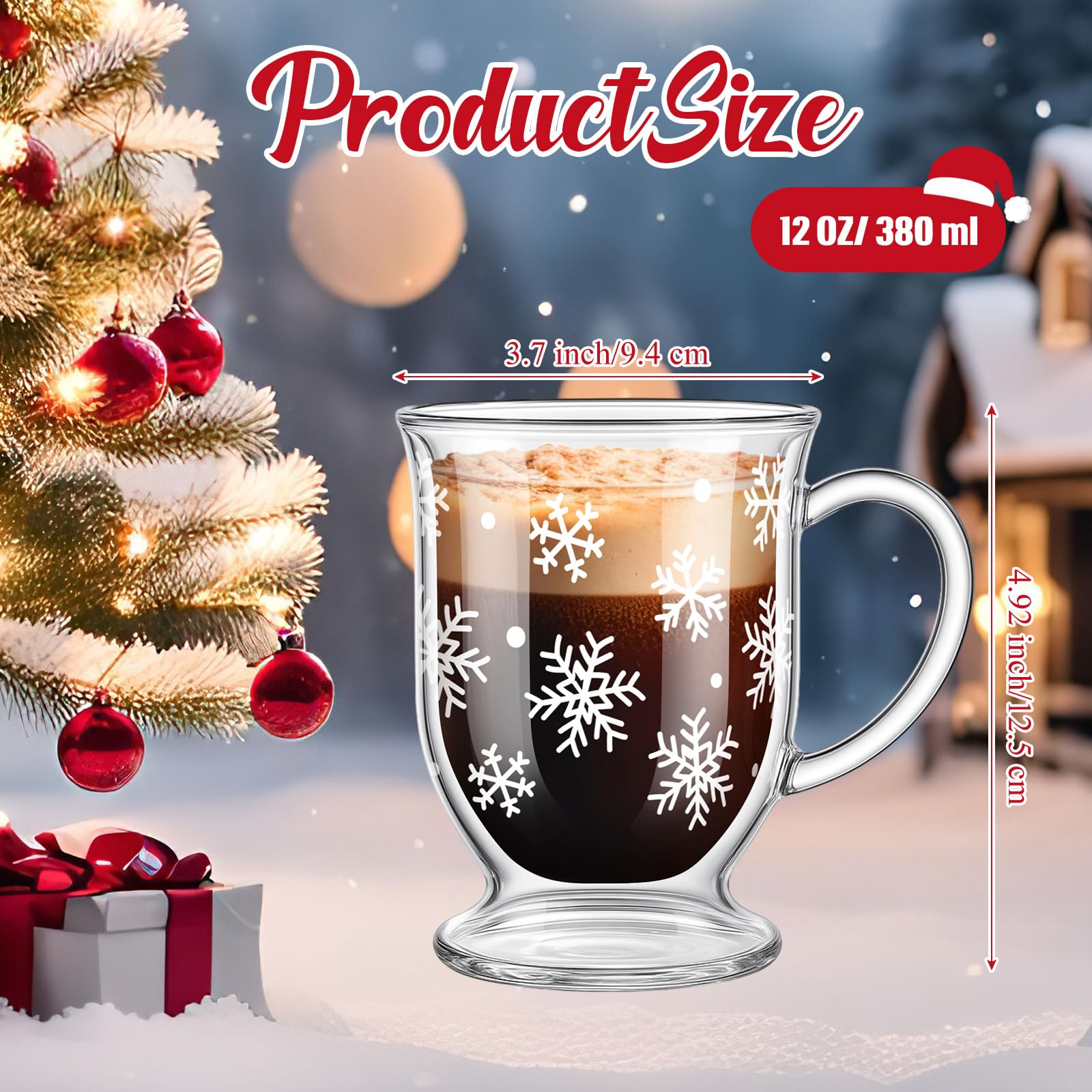 Sliner glass coffee mug with handle, clear glass for safe, comfortable hot drinks.