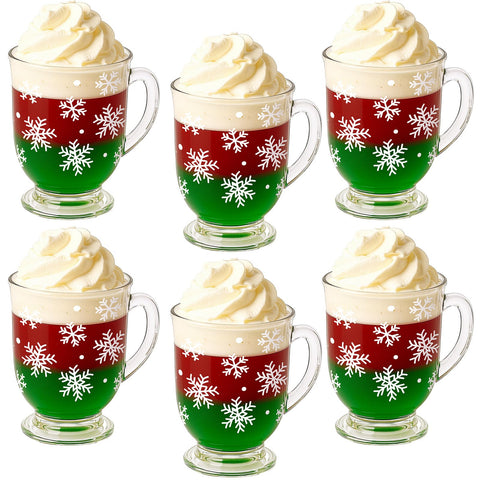 Sliner festive glass mug enhances coffee moments during Christmas celebrations.