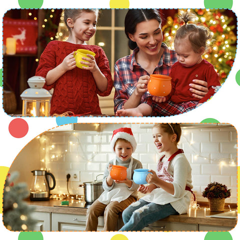 Sliner polka-dot mugs in use, perfect for family gatherings and guests