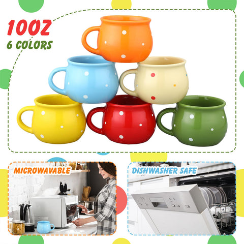 Sliner polka-dot mug, microwave-safe and oven-safe for everyday use