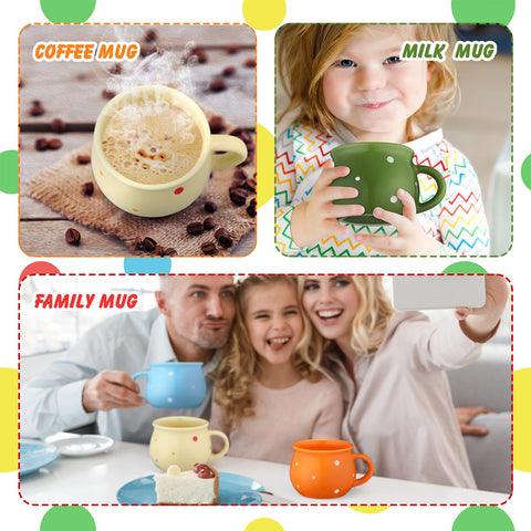 Sliner polka-dot 10oz mug top view shows assorted colors for a vibrant table