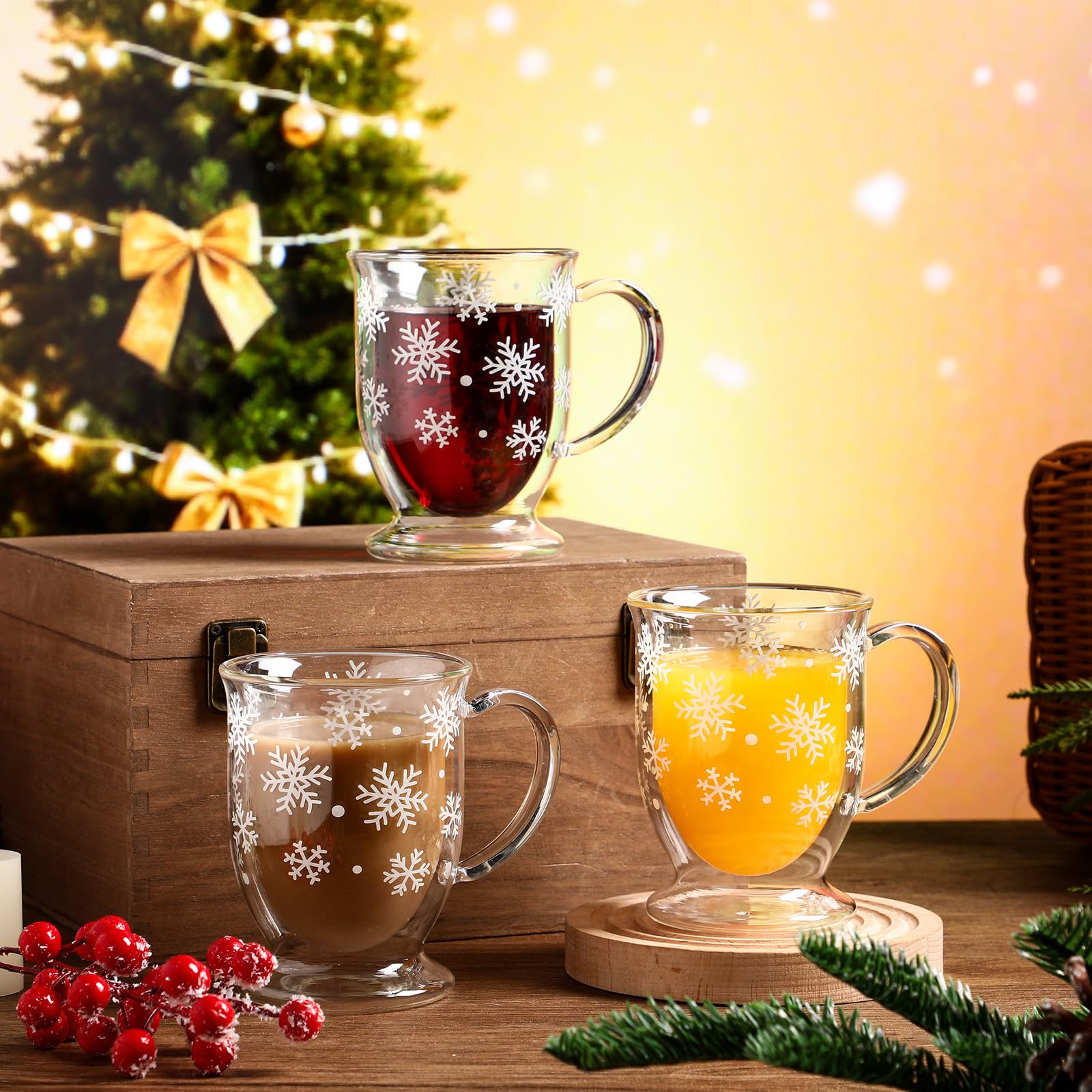 Sliner set of 6 Christmas mugs, great for family gatherings and holiday hosting.