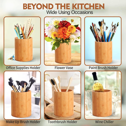 SLNIHAMS versatile bamboo holder suitable for kitchen and office supplies.