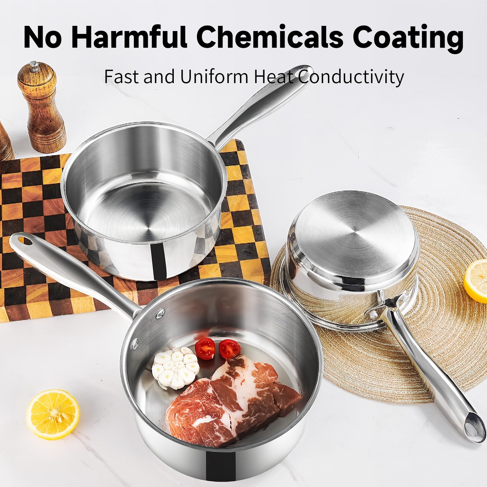 SLOTTET 2qt sauce pan with lid ideal for larger batches and sauces