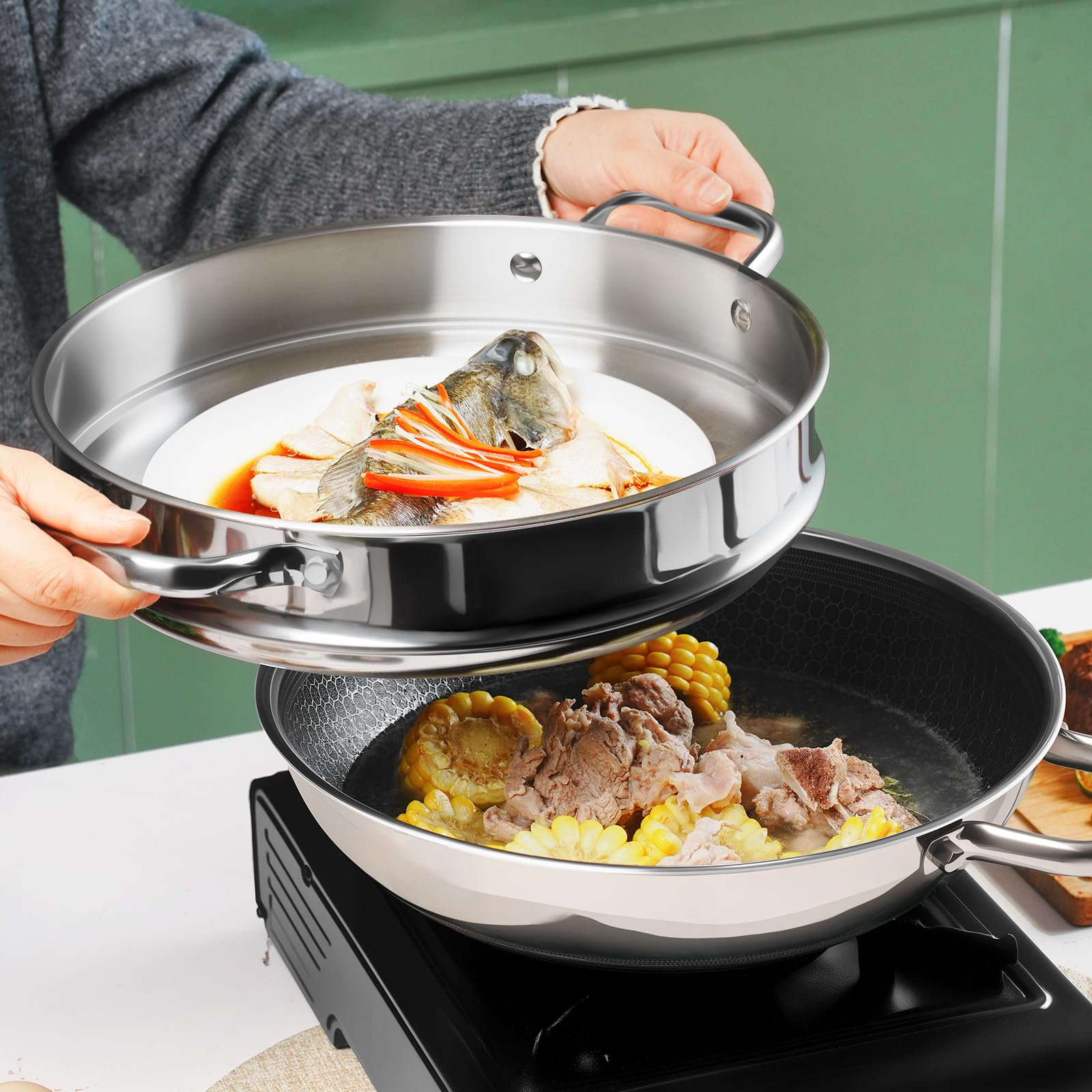 SLOTTET Hybrid Wok on induction delivers even heat for versatile cooking