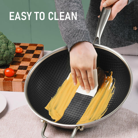 SLOTTET Hybrid Wok stainless steel exterior resists wear and cleans up quickly
