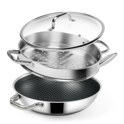 SLOTTET Hybrid 12-Inch Wok top view shows durable construction for high-heat searing