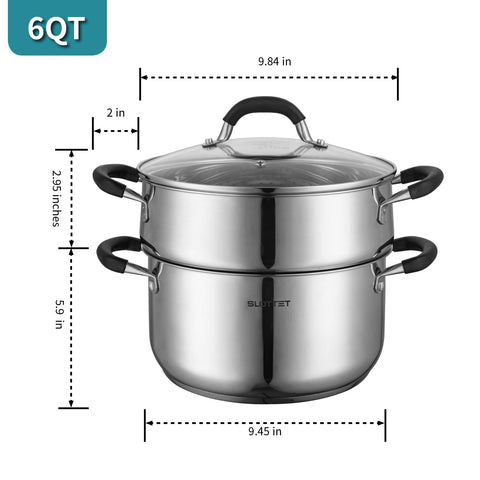 SLOTTET induction-compatible stock pot supports multiple heat sources.