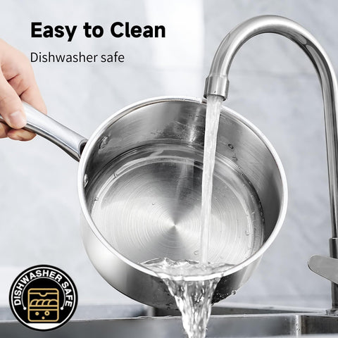 SLOTTET induction-compatible saucepan ready for any stove