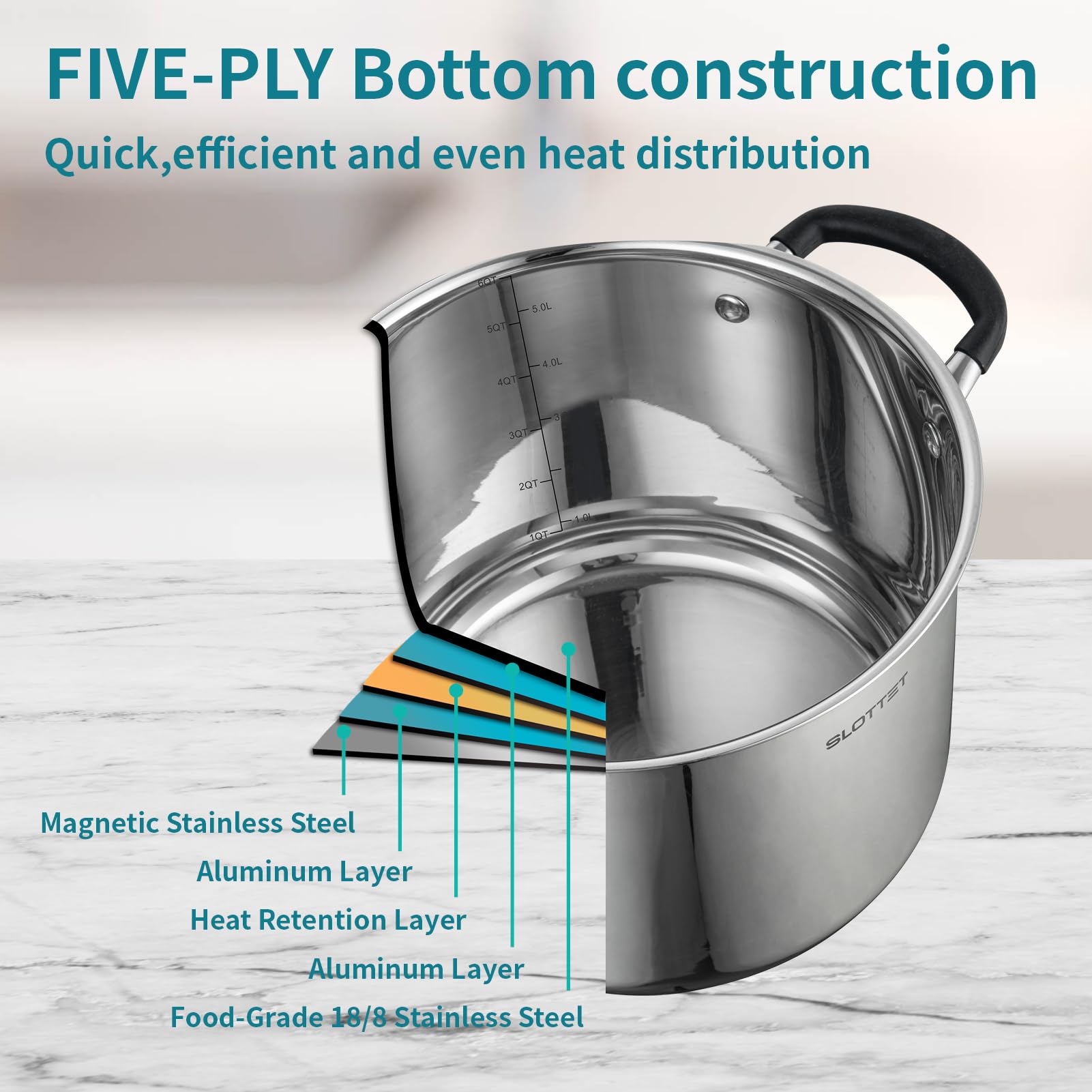 SLOTTET mirror-finish exterior adds stylish shine to kitchen prep.