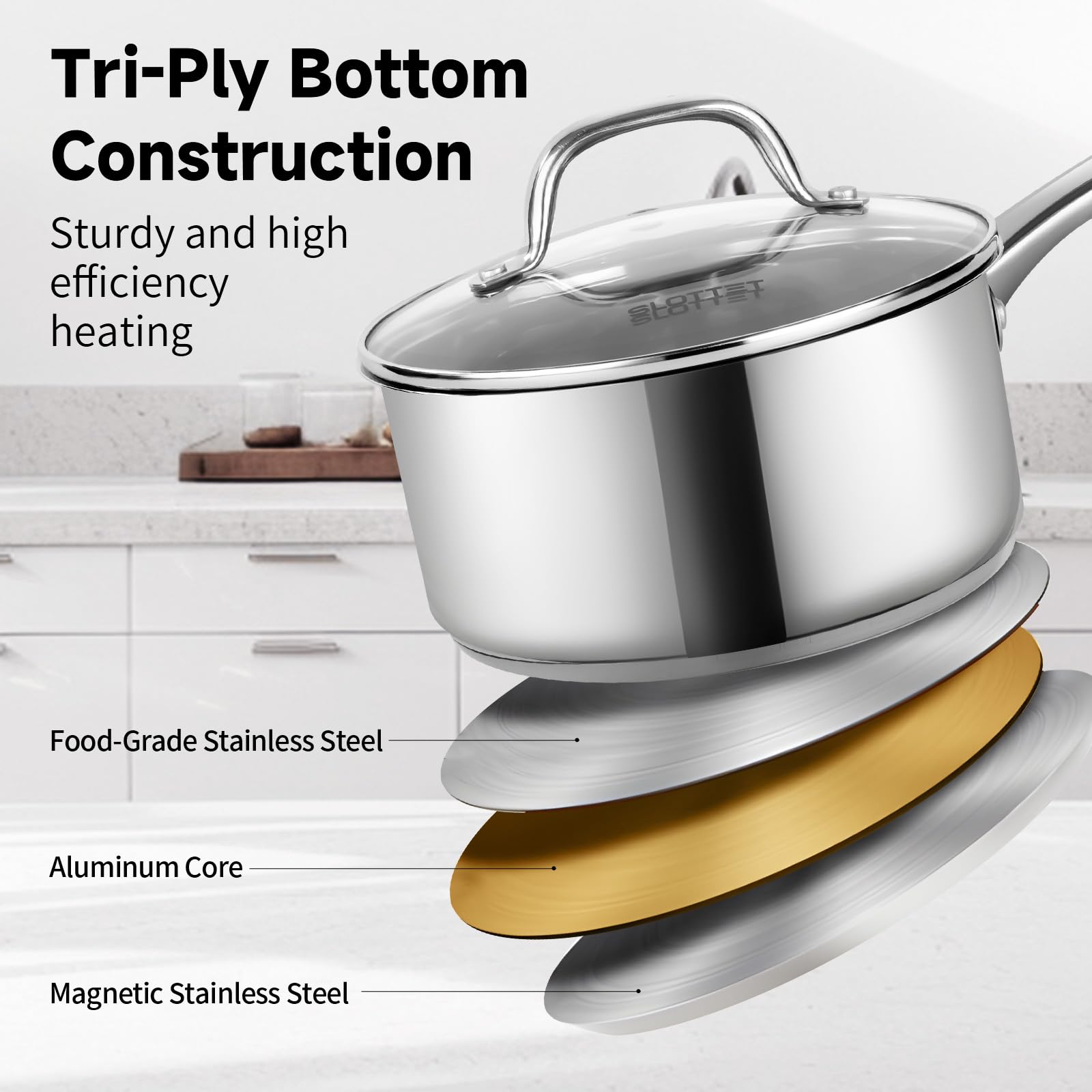 SLOTTET tempered glass lid with vent for easy monitoring