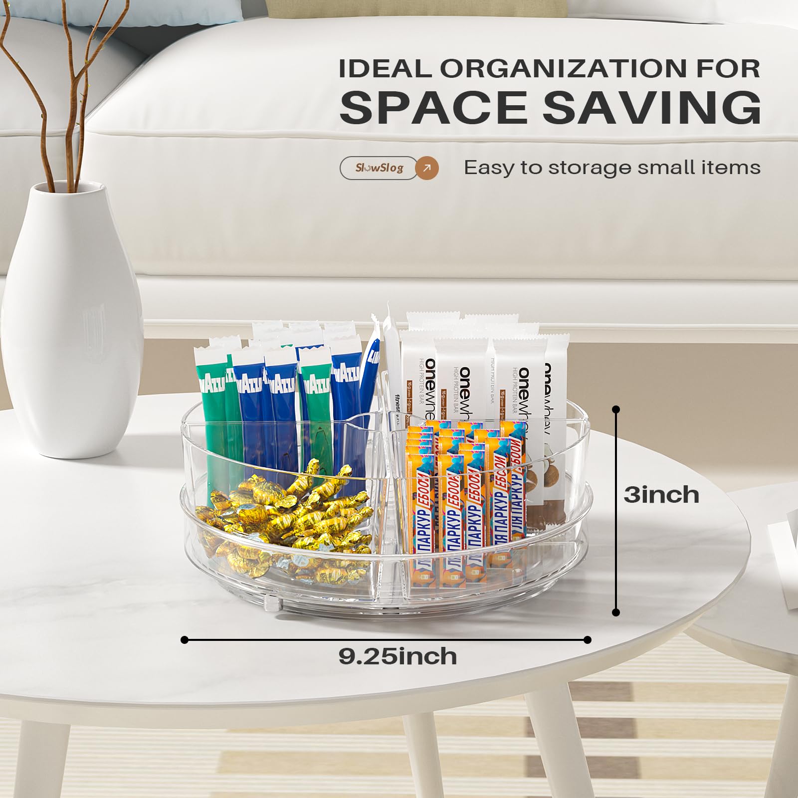 Slow Slog smooth-rotation lazy susan ensures effortless spinning every time.
