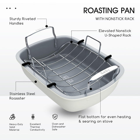 Slow Slog removable rack pan improves heat distribution during roasts.