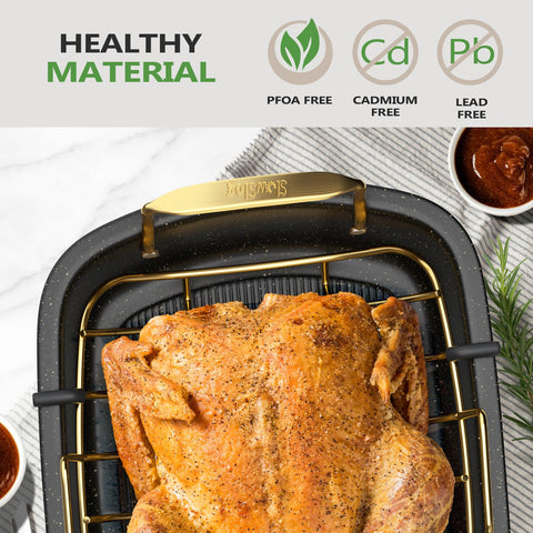Slow Slog pan features wide handles for easy transfer.