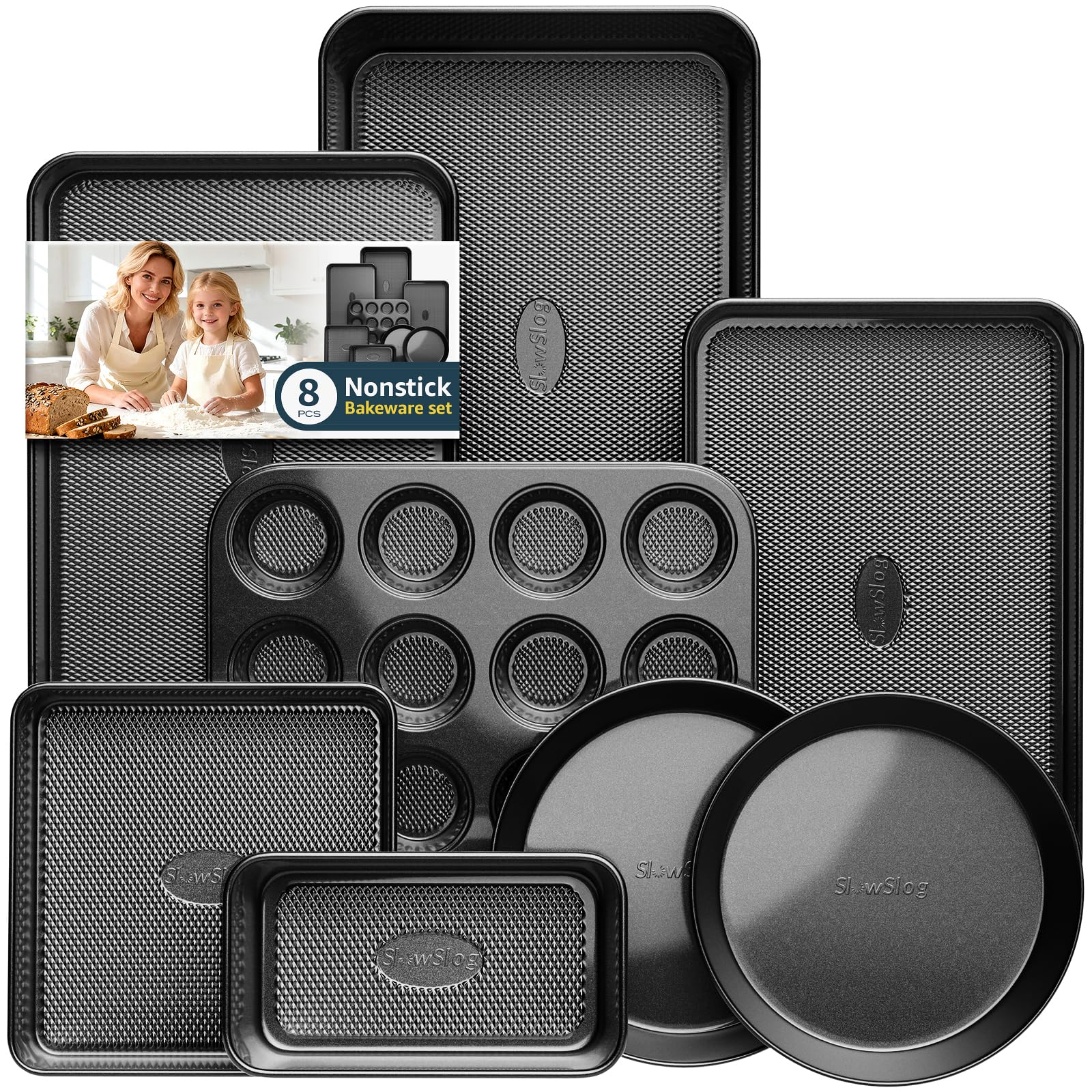 Slow Slog stackable bakeware shown compactly for space-saving storage