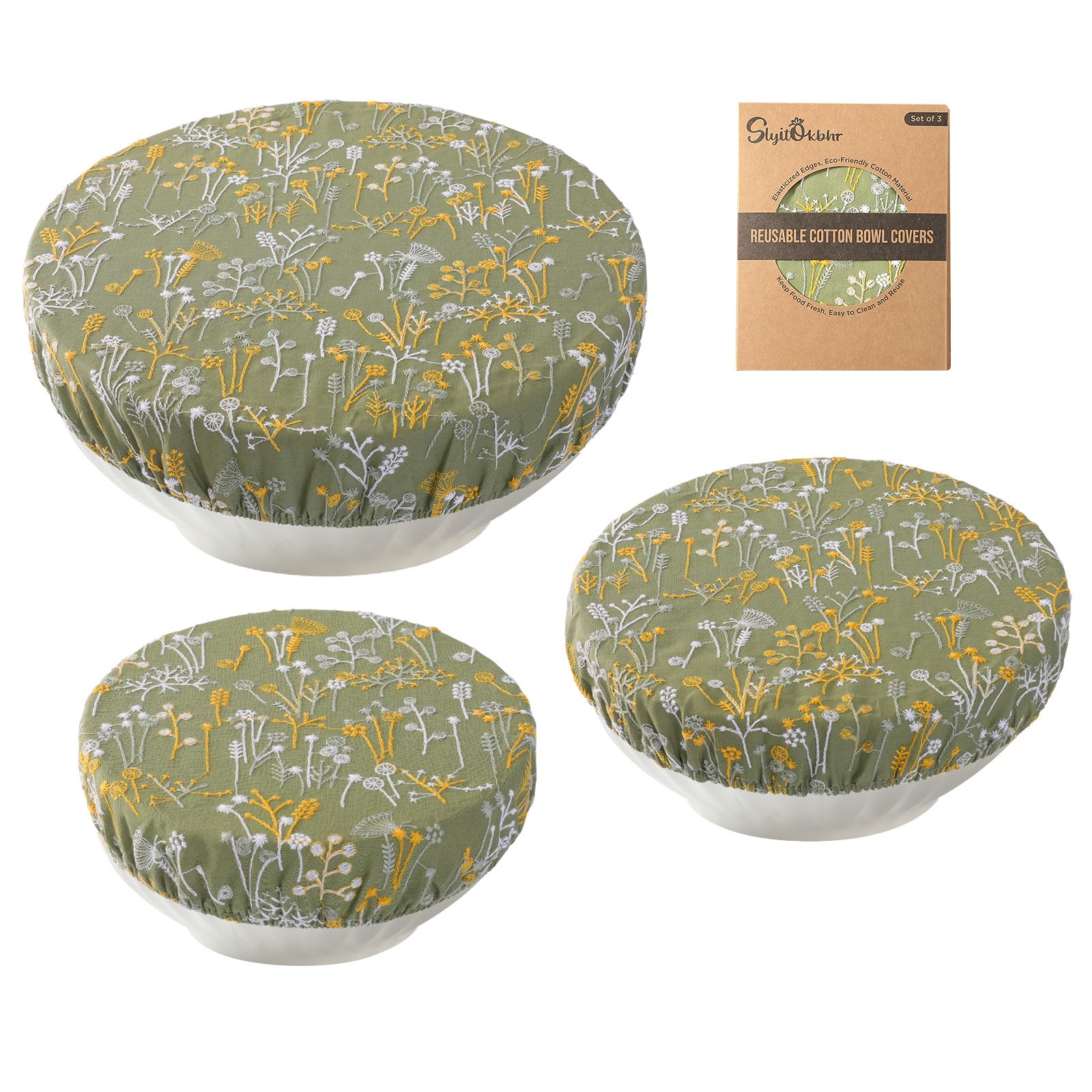 Slyitokbhr embroidered dandelion bowl cover protecting dough during proofing