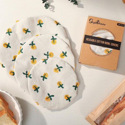 Slyitokbhr beige daisy embroidery adds charm to kitchen storage.