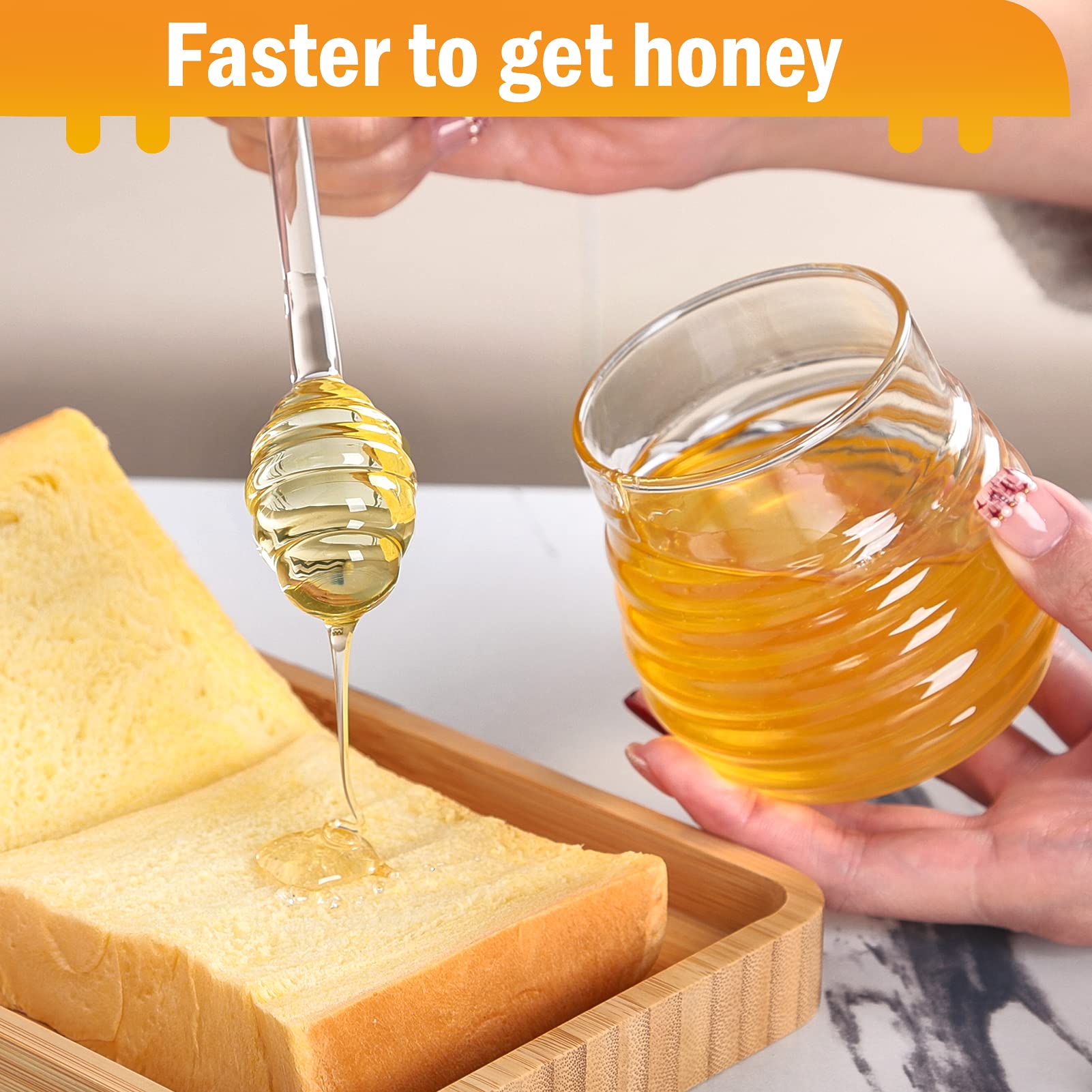 SlZKADY honey jar on a kitchen counter for stylish storage.
