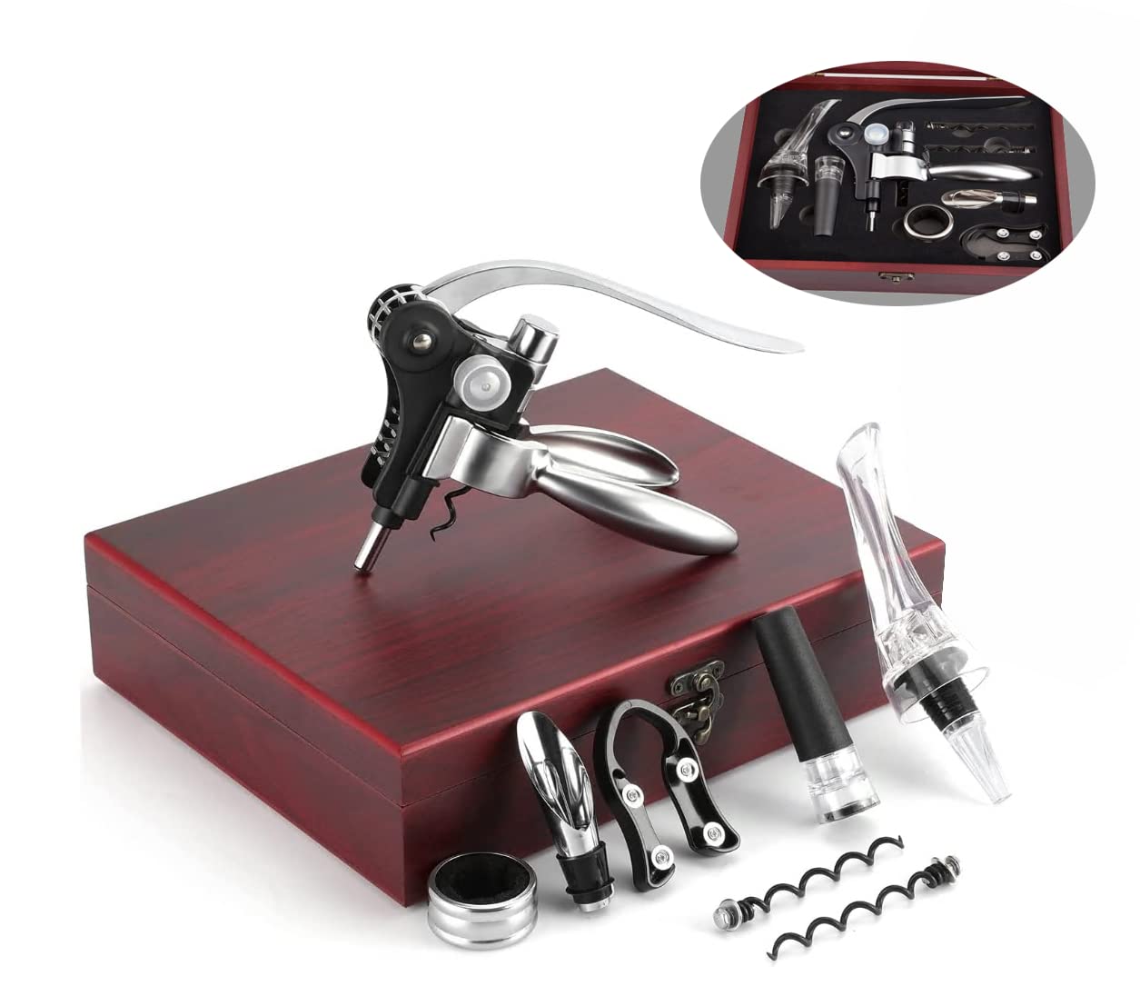 Smaier corkscrew lever-action delivers smooth bottle opening.