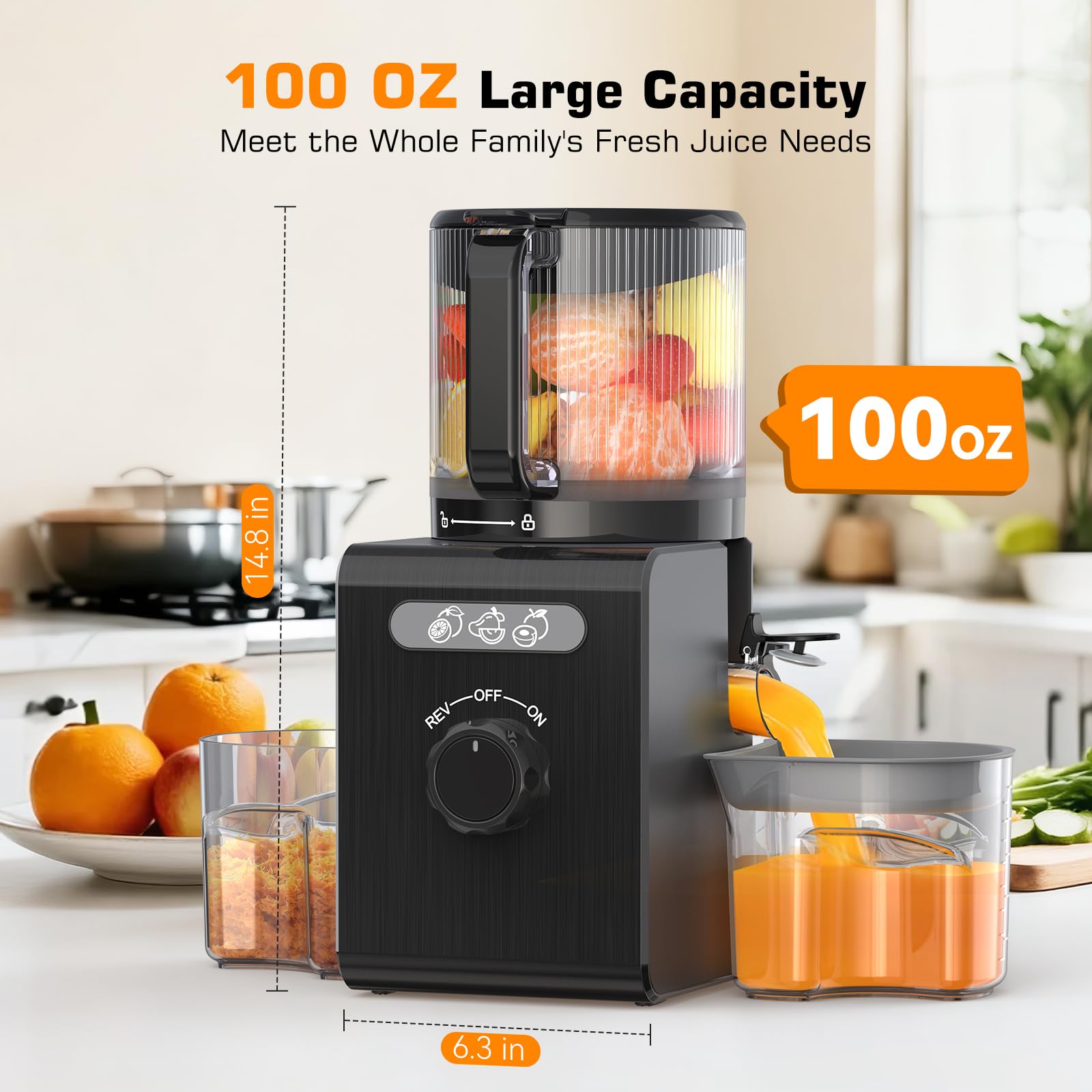 SMALLHOO slow-masticating juicer at 60 RPM for high juice yield.
