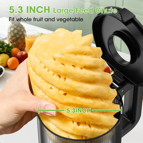 Smallhoo juicer showing 60-ounce hopper for large batch juicing