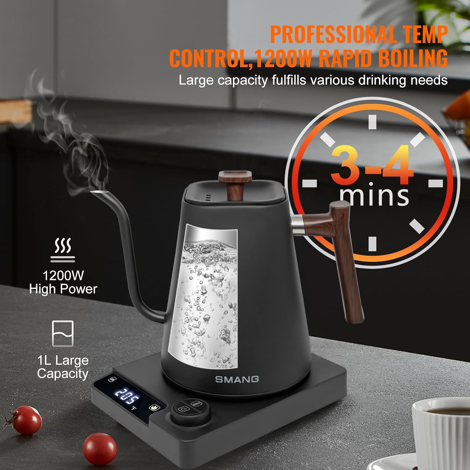SMANGPER 1L capacity kettle perfect for multiple cups at once