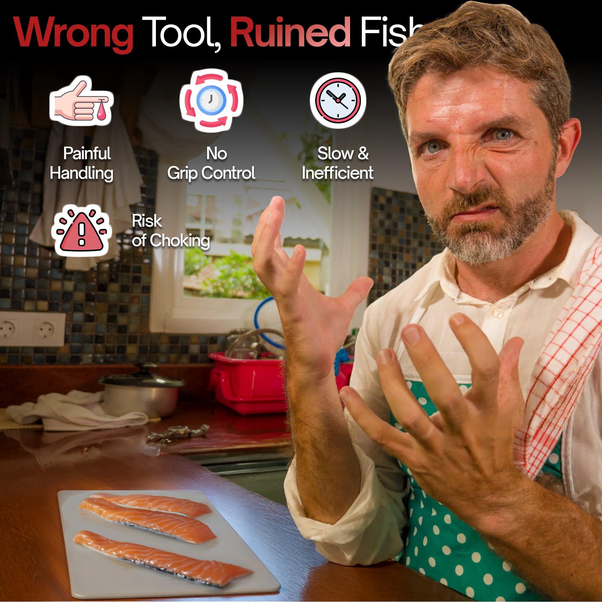 SmarDTAT pin bone remover stainless steel enables easy tiny bone removal in salmon.
