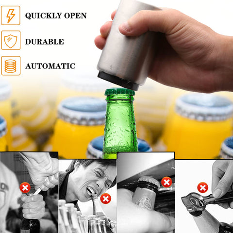 SmaringRobot automatic push-down beer opener for easy one-handed operation.