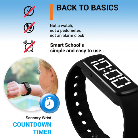 Smart School Sensory Wrist Timer buttons show one-button operation