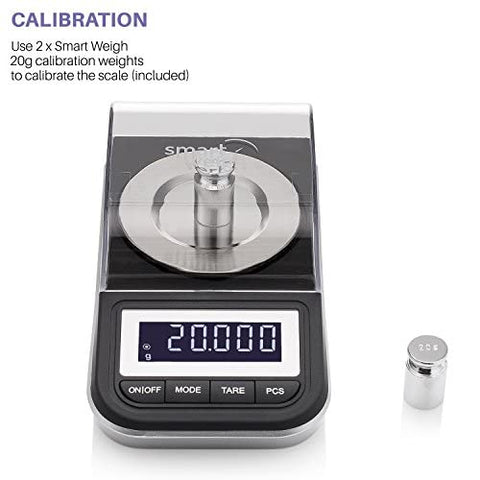 Calibration weights included with the Smart Weigh kit for quick checks