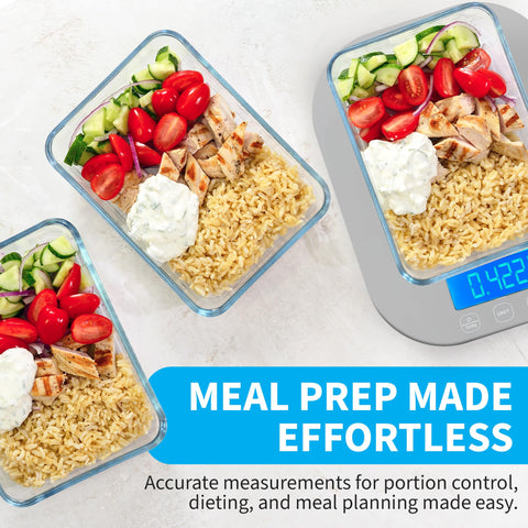 Smart Weigh gray digital scale's compact design fits small countertops and storage.