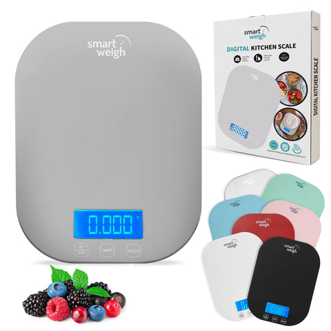 Smart Weigh gray digital scale front view for precise kitchen measurements.