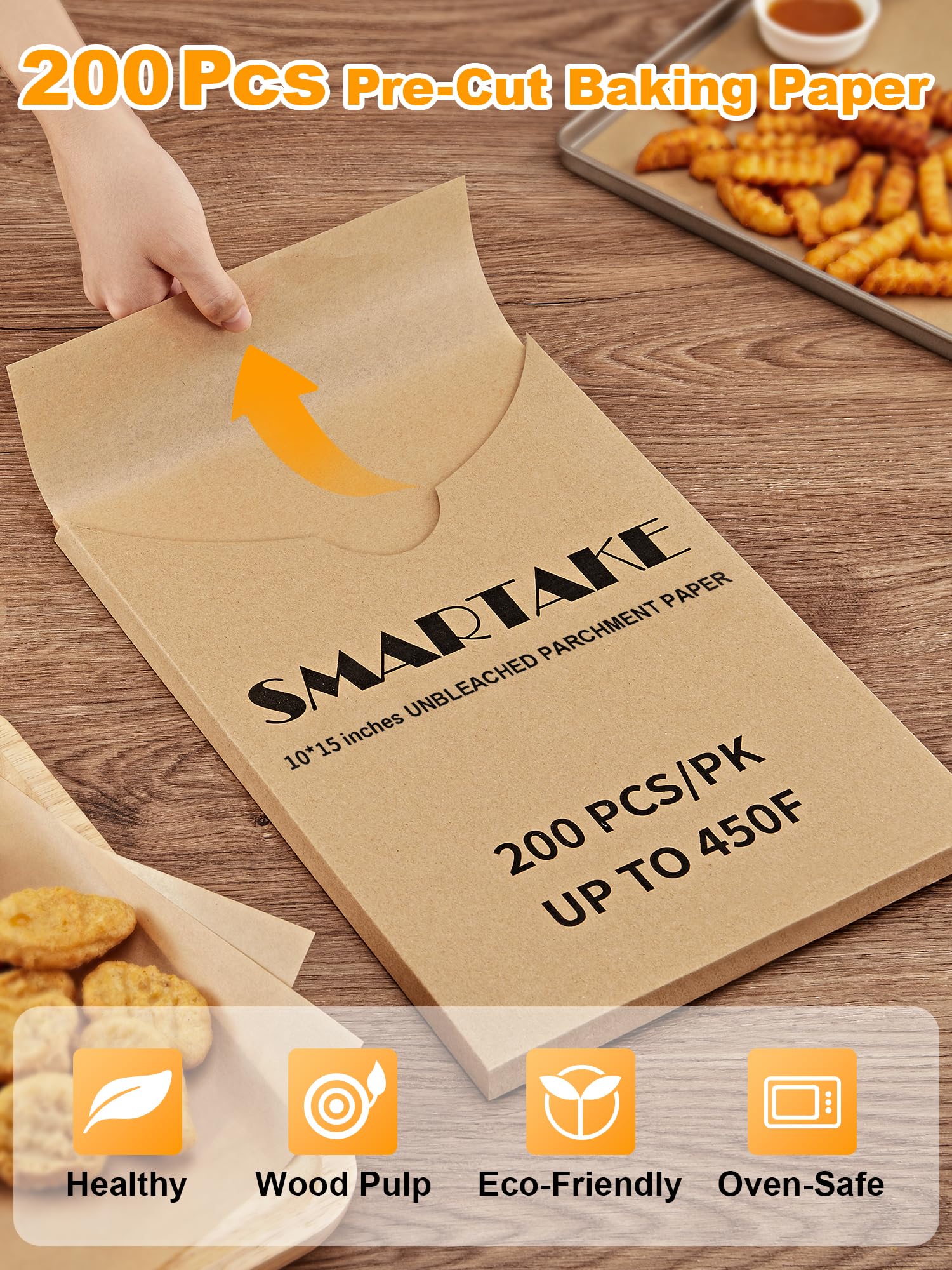 SMARTAKE 10x15 inch parchment sheets fit standard baking pans.