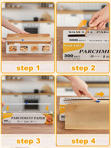SMARTAKE greaseproof surface keeps foods from leaking and trays clean.
