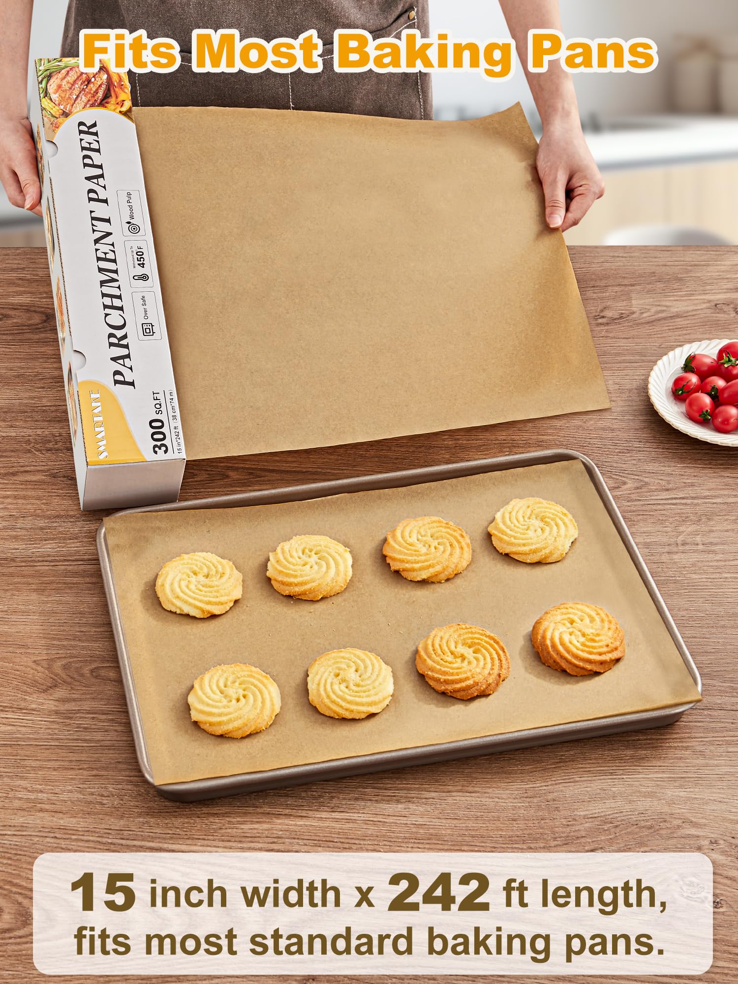 SMARTAKE slide cutter provides clean, flat edges for quick prep.