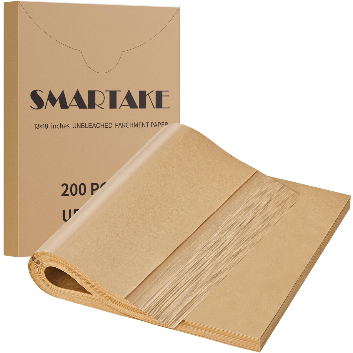 SMARTAKE pre-cut parchment sheets 13x18 line pans for easy, mess-free baking.