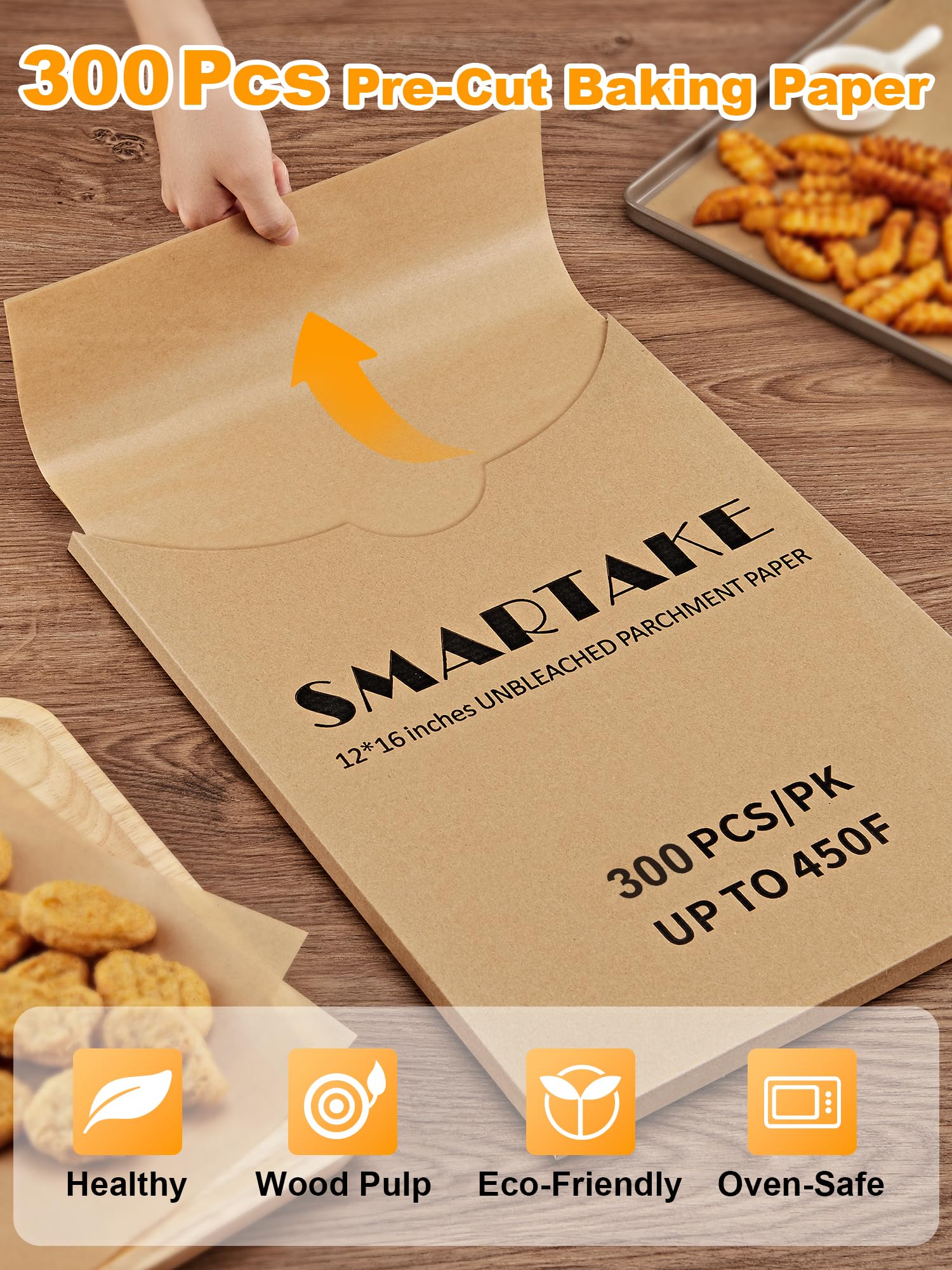 SMARTAKE silicone-coated nonstick surface provides smooth food release.