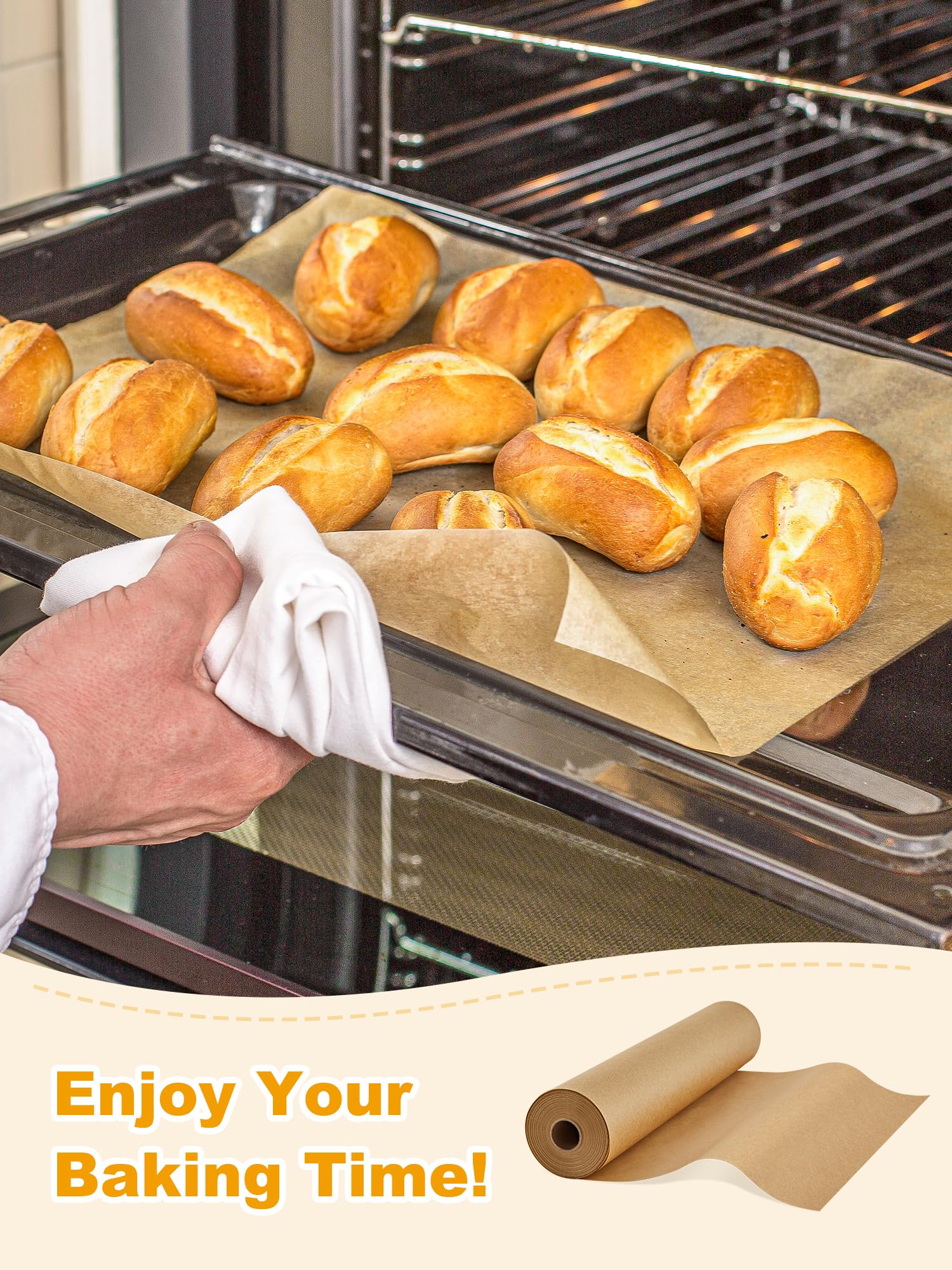 SMARTAKE unbleached parchment paper preserves flavor with pure wood pulp.