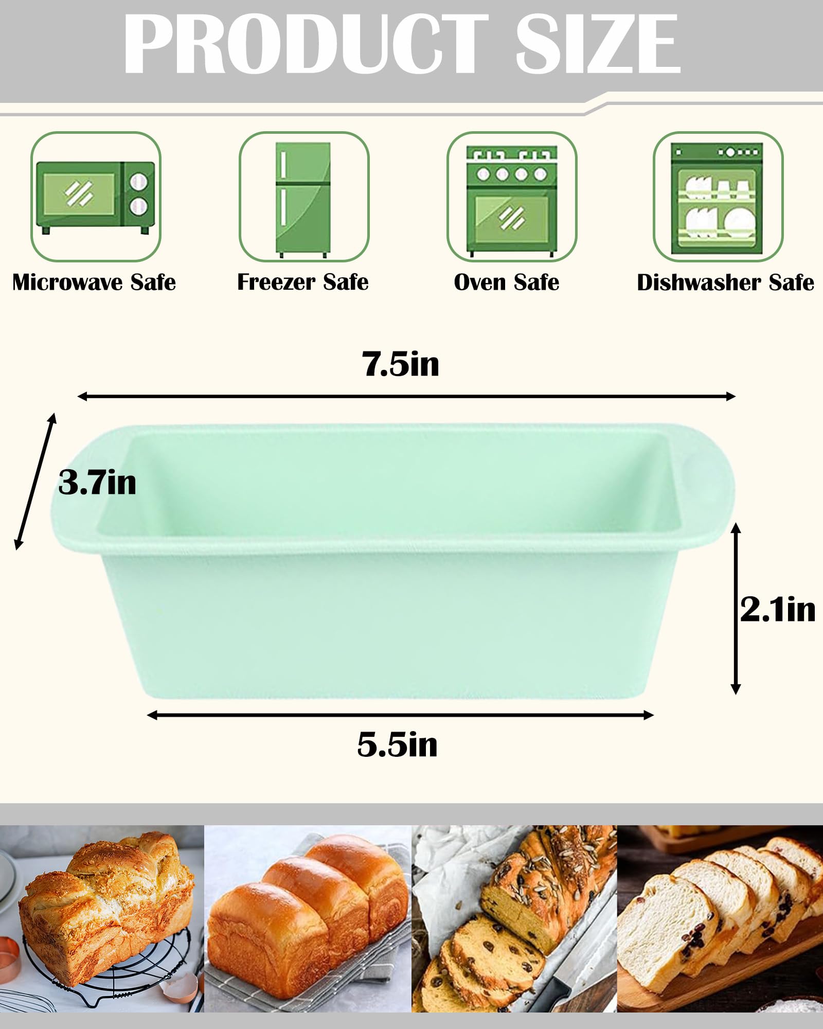 SmartKitch mini silicone bread pan in green provides easy release for savory loaves.