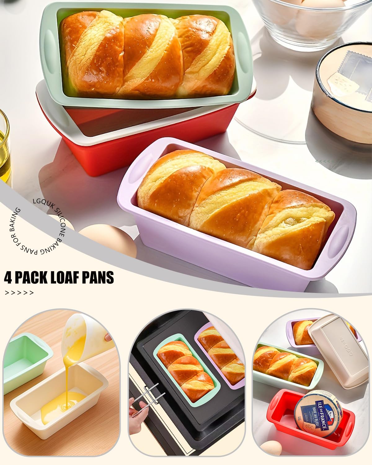 SmartKitch mini silicone bread pan in purple for compact, colorful baking options.