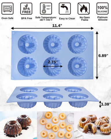 SmartKitch silicone bundtlette mold cavity close-up showing six even mini cake slots.