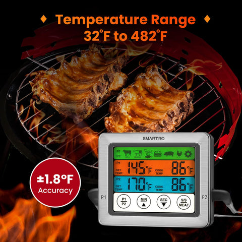 6-inch right-angle probes retract easily from meat for quick checks.