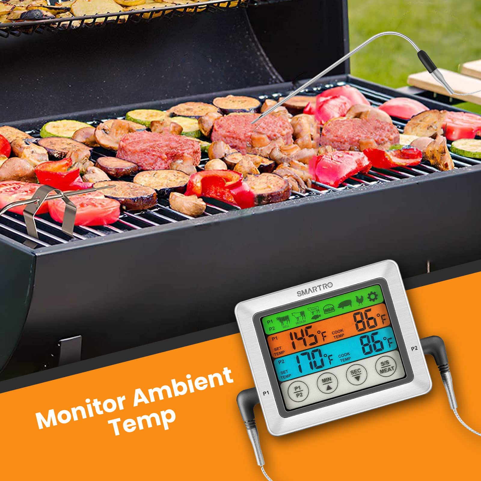 SMARTRO ST54 backlit LCD makes reading temps from any angle easy.