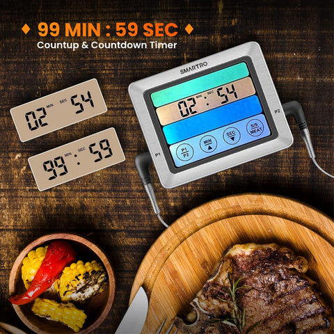 Timer mode with audible alert helps coordinate multi-dish meals.